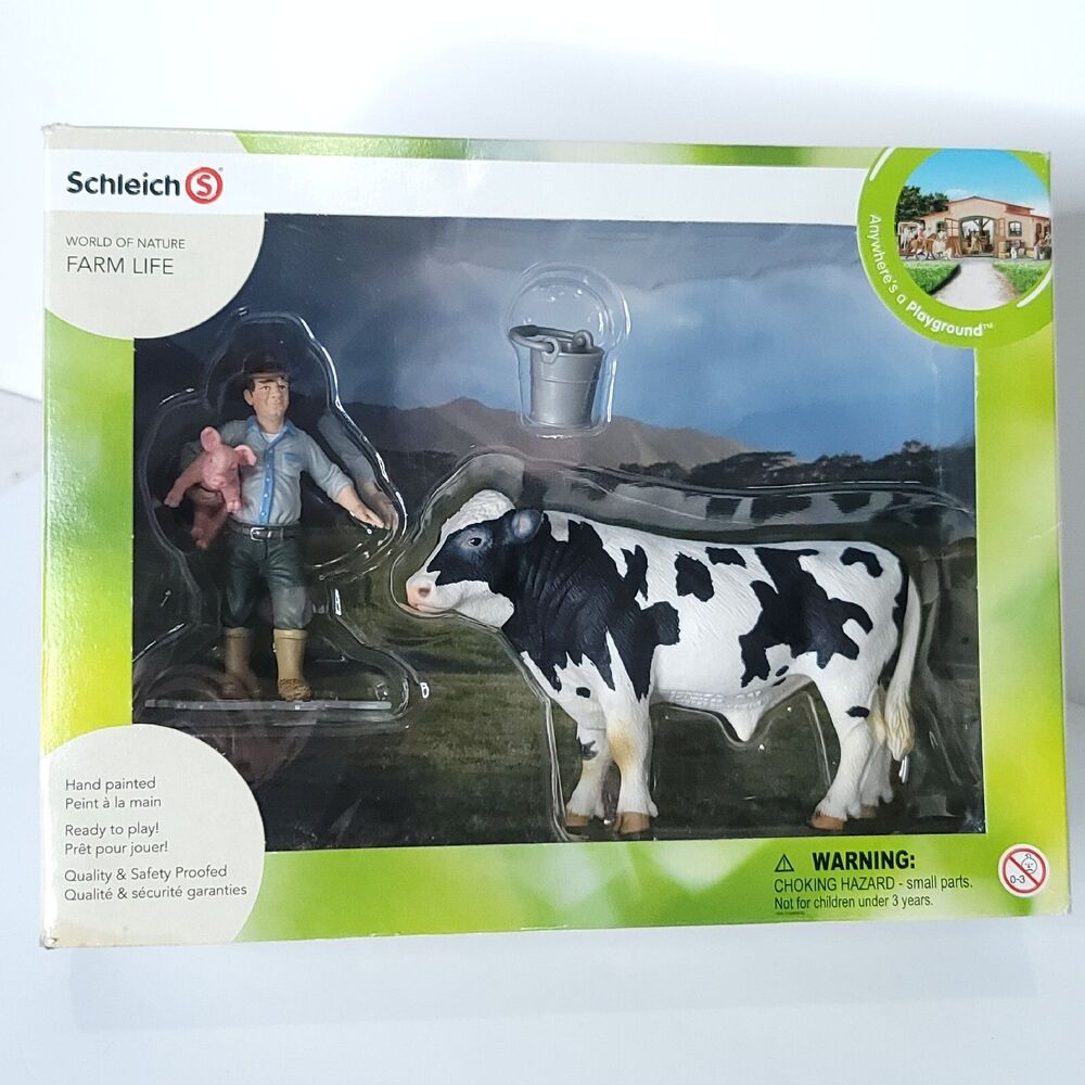 Schleich World of Nature Farm Life #21054 Farmer Piggy Pig Cow 21054 NEW